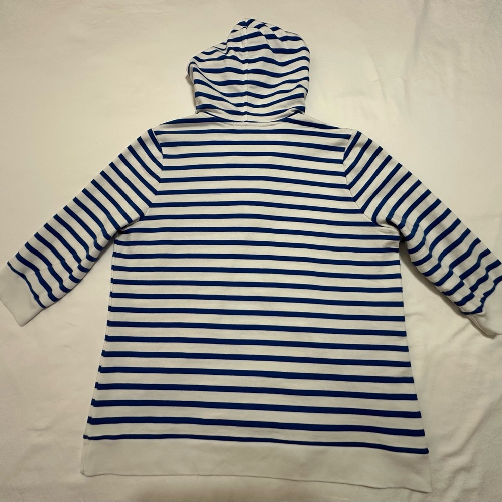 RALPH LAUREN BLUE WHITE STRIPED NAUTICAL V-NECK HOODIE POCKET XL SAILING PREPPY - Picture 6 of 10